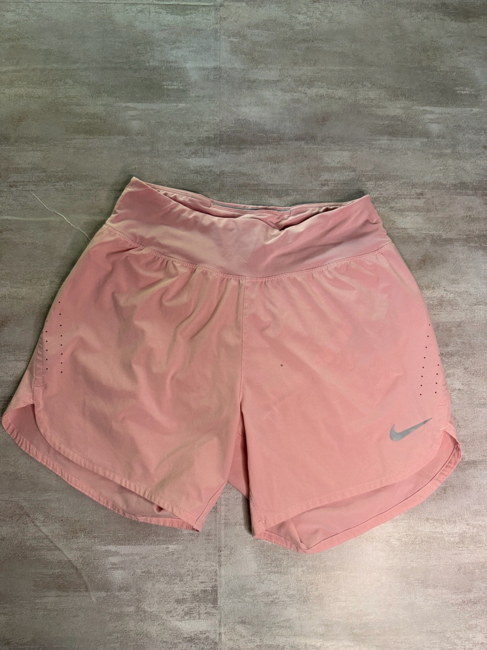 Nike Women's Light Pink Running Shorts with Reflective Swoosh